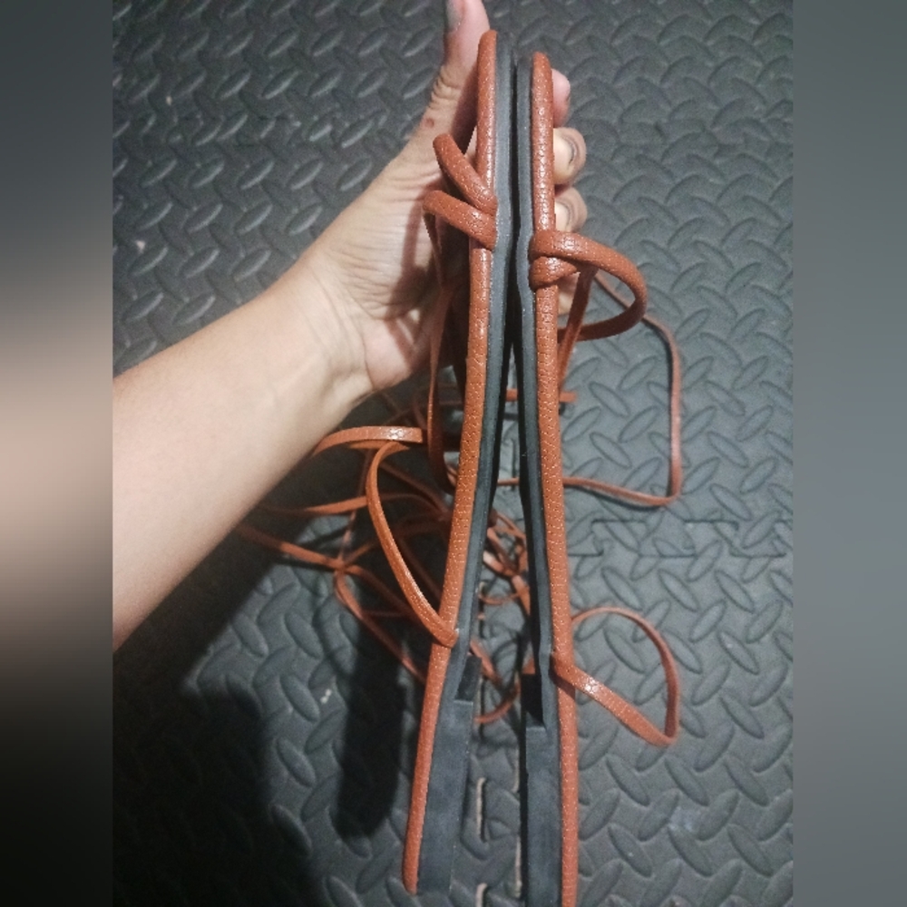 Women Brown Lace Up Flat Sandals - Picture 6 of 11